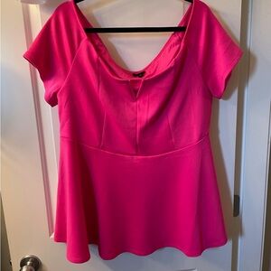 Vibrant Pink Peplum Women's Top